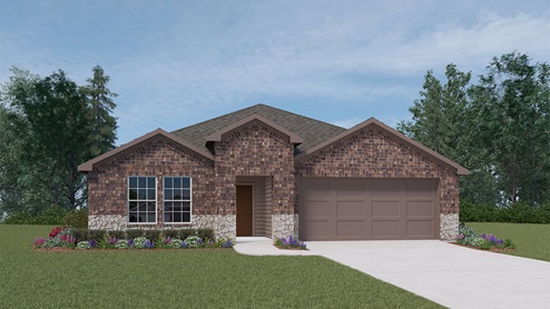 X40E Elgin Floorplan elevation B rendering-Leonard Crossing in Leonard, TX
