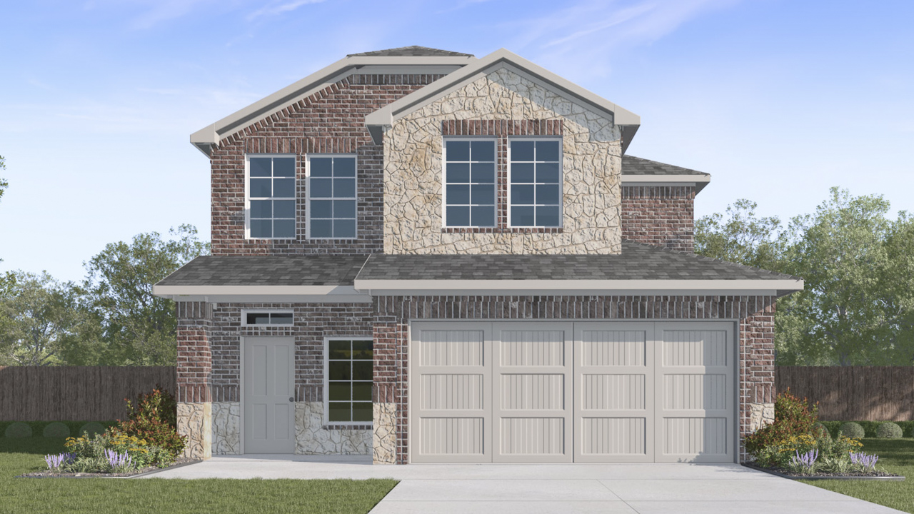 Hanna floorplan Elevation E Rendering-Cottonwood in Dorchester, Tx