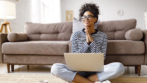 Women on computer and wishing