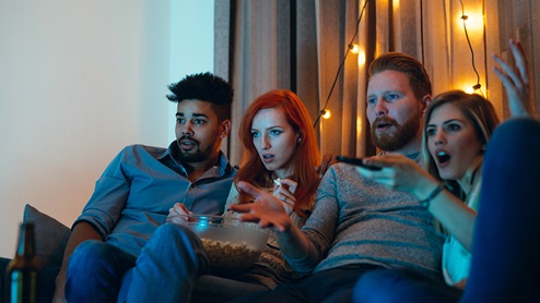 family watching movie