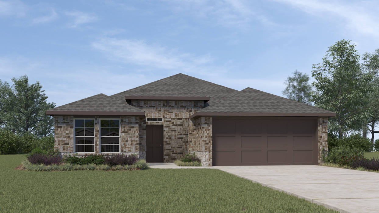 Denton Floorplan Elevation E Exterior Rendering - Cottonwood in Dorchester, TX