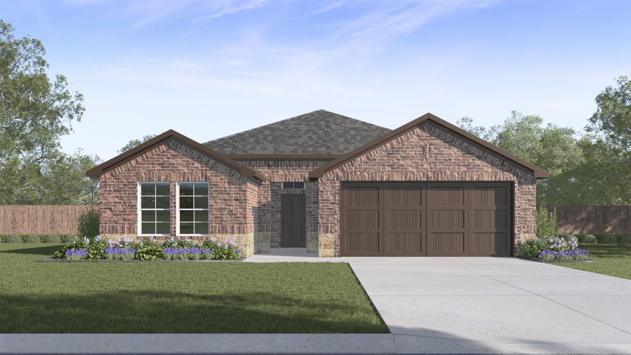 Huntsville Floorplan Elevation F Rendering-Cottonwood in Dorchester, Tx