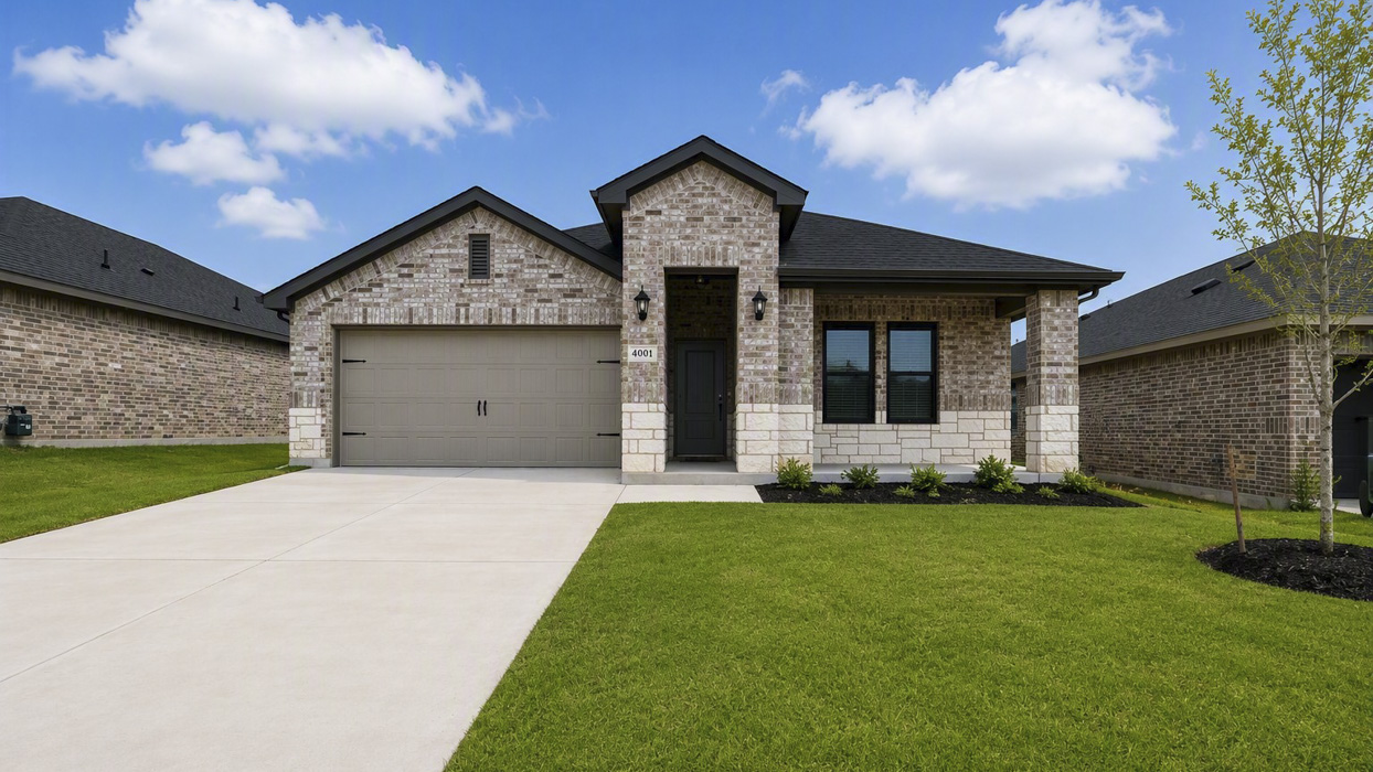 Texas Cali Floorplan Elevation E Rendering-Cottonwood in Dorchester, Tx
