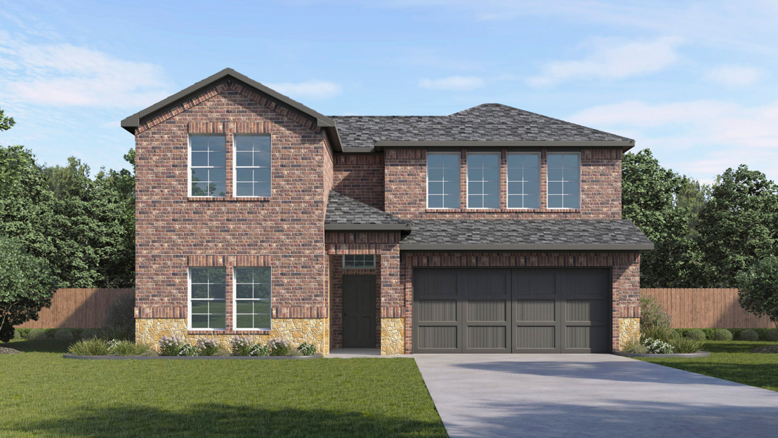 Ozark Floorplan Elevation E Exterior Rendering - Cottonwood in Dorchester, TX