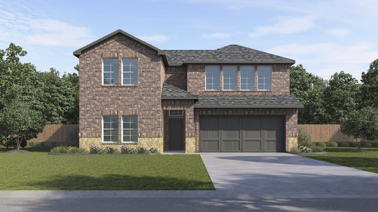 Ozark Floorplan Elevation E Rendering-Cottonwood in Dorchester, Tx