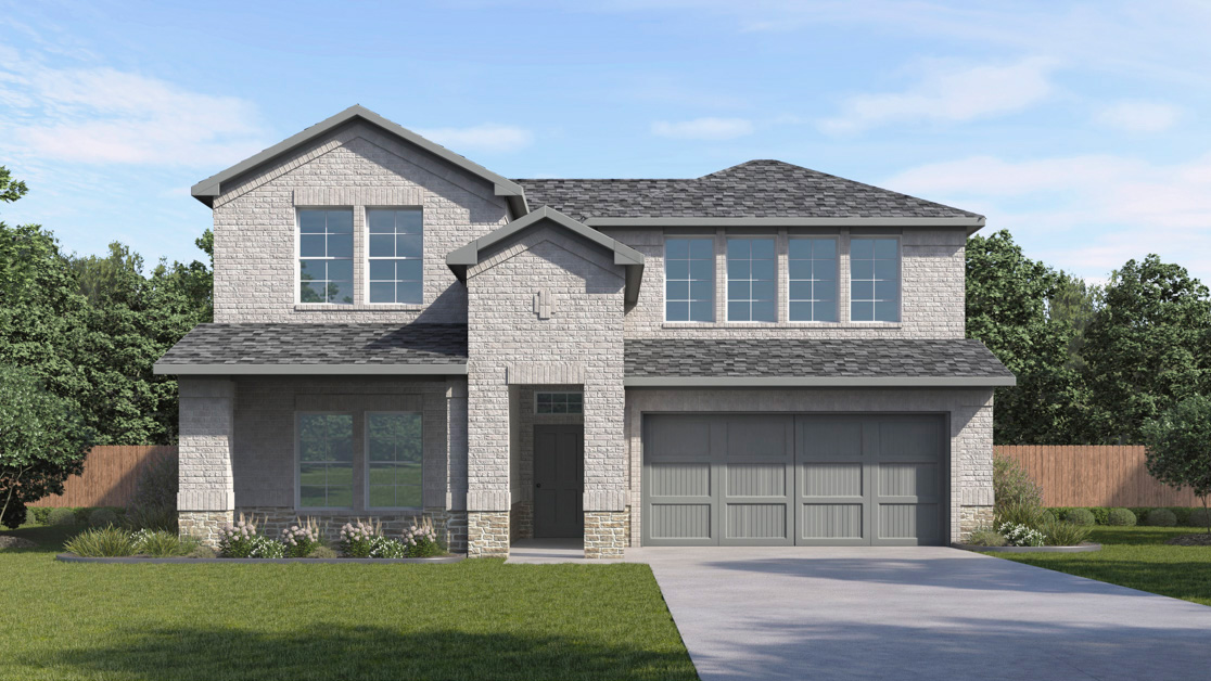 Ozark Floorplan Elevation F Rendering-Cottonwood in Dorchester, Tx