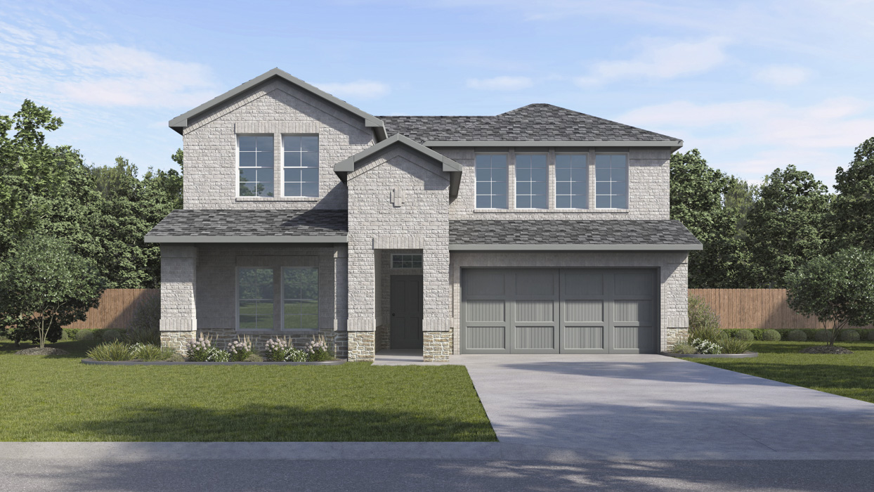 Ozark Floorplan Elevation F Rendering-Cottonwood in Dorchester, Tx