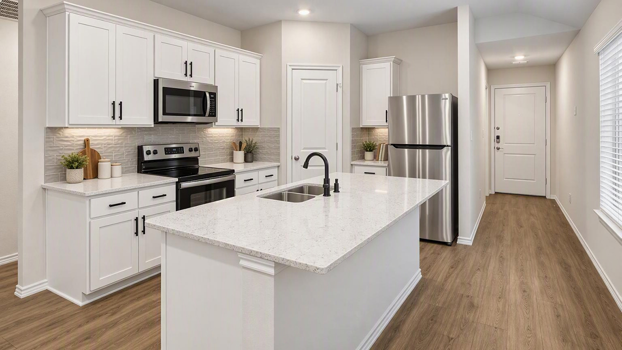 Amber Floorplan Elevation A Kitchen Gallery Image - Crossmill in Princeton, TX