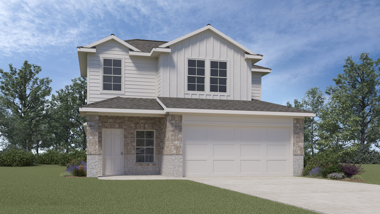 Florence Floorplan Elevation B Rendering-Crossmill in Princeton, Tx