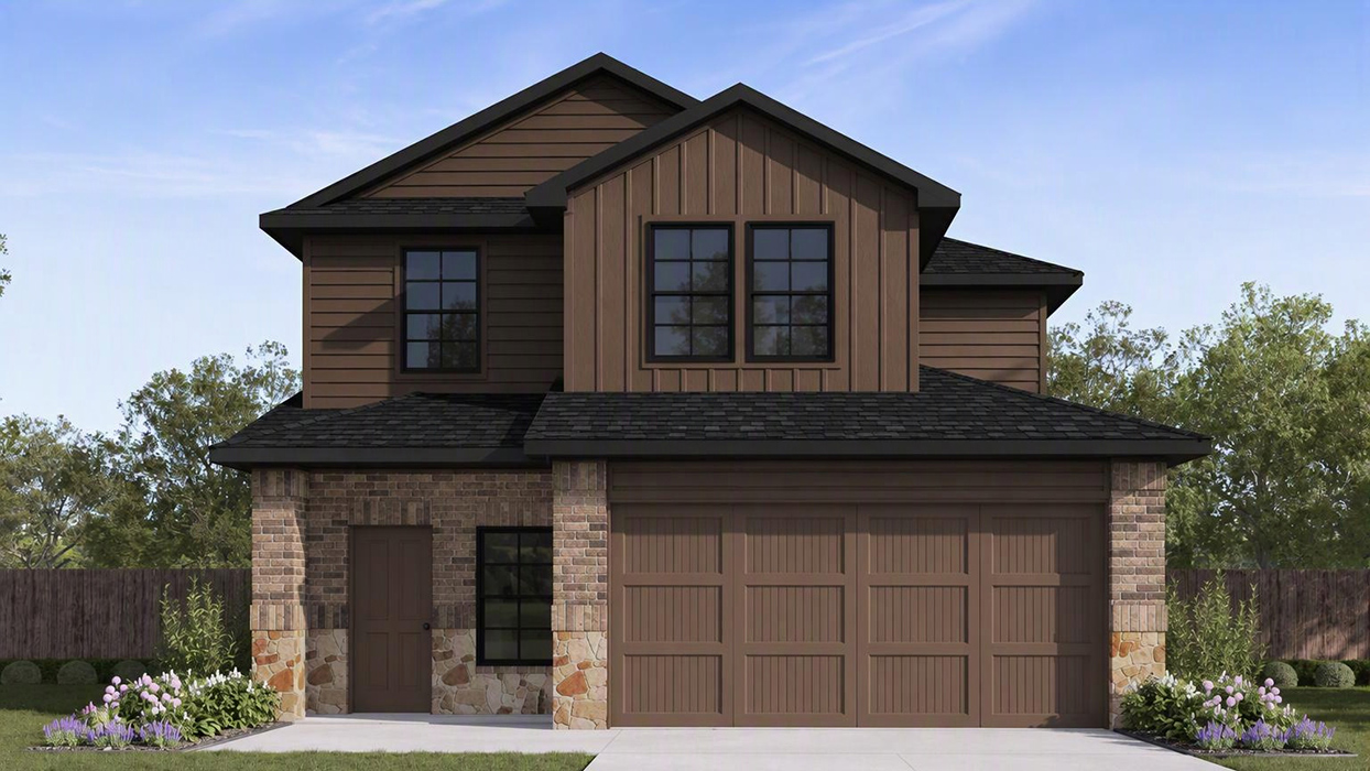 Hanna floorplan elevation B Rendering-Crossmill in Princeton, Tx