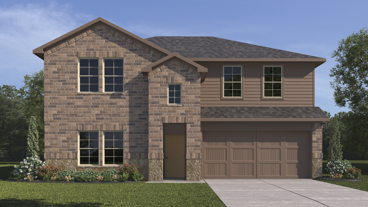 X40P Perry Floorplan Elevation B Rendering-Frontier Pointe in Collin County, TX