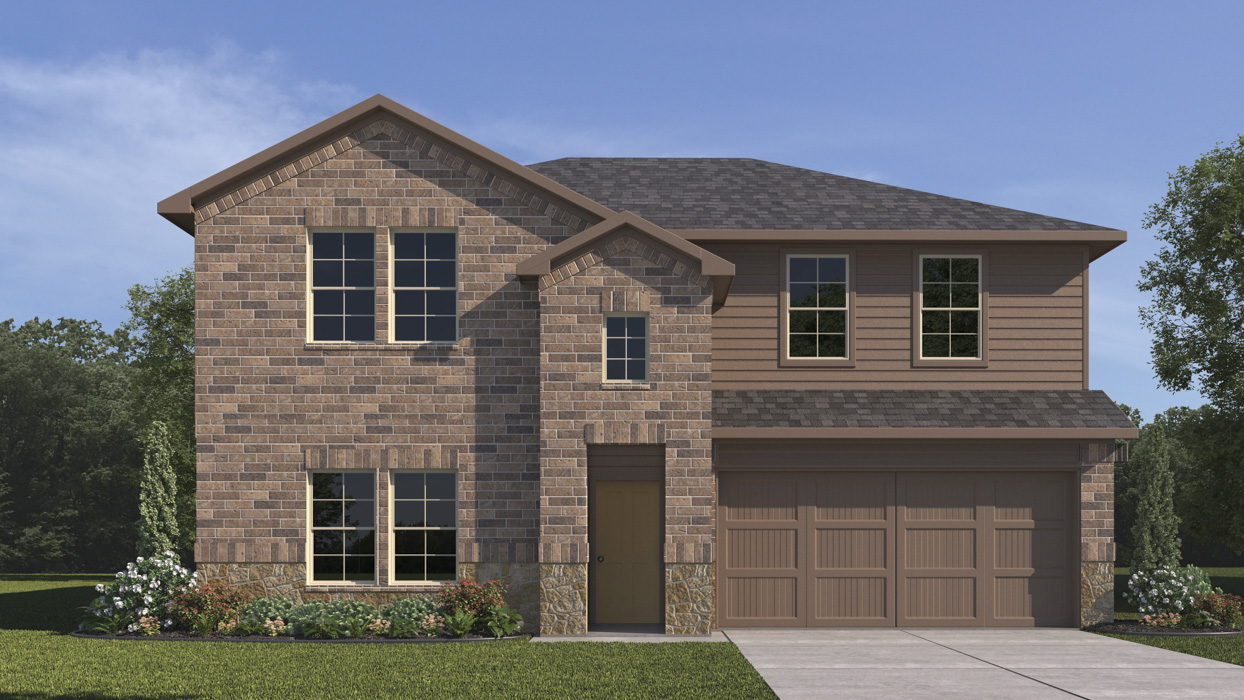 X40P Perry Floorplan Elevation B Rendering-Frontier Pointe in Collin County, TX