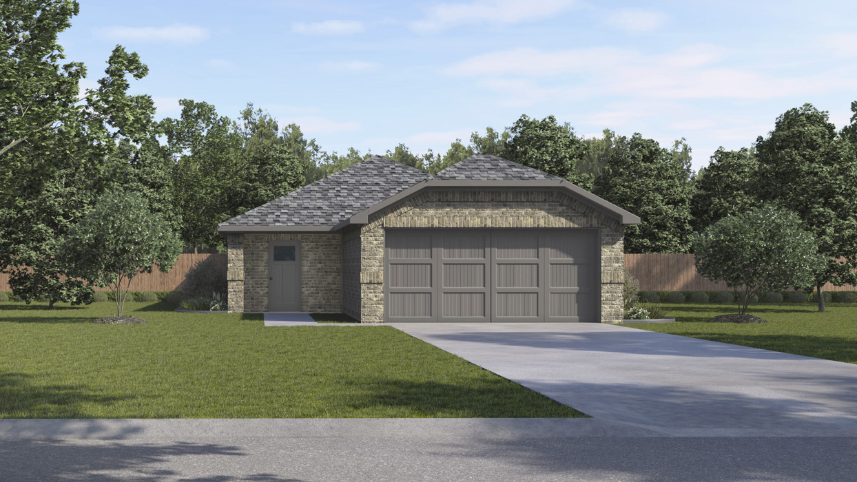 Atlanta Floorplan Elevation E Exterior Rendering - Creekside Ranch in Blue Ridge, TX