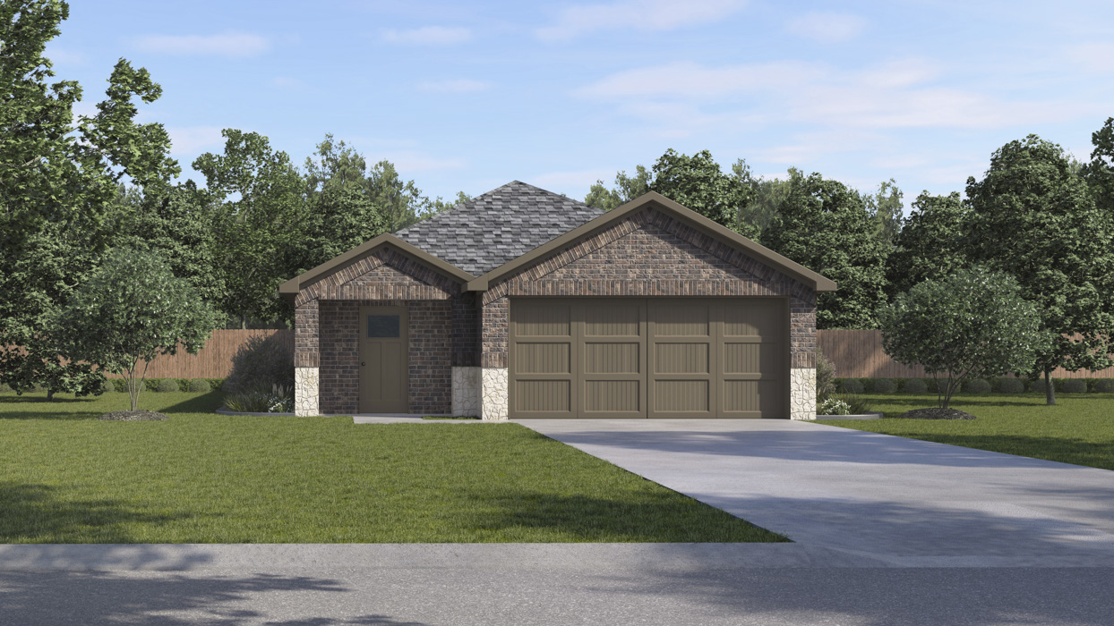 Caprock Floorplan Elevation F Exterior Rendering - Creekside Ranch in Blue Ridge, TX