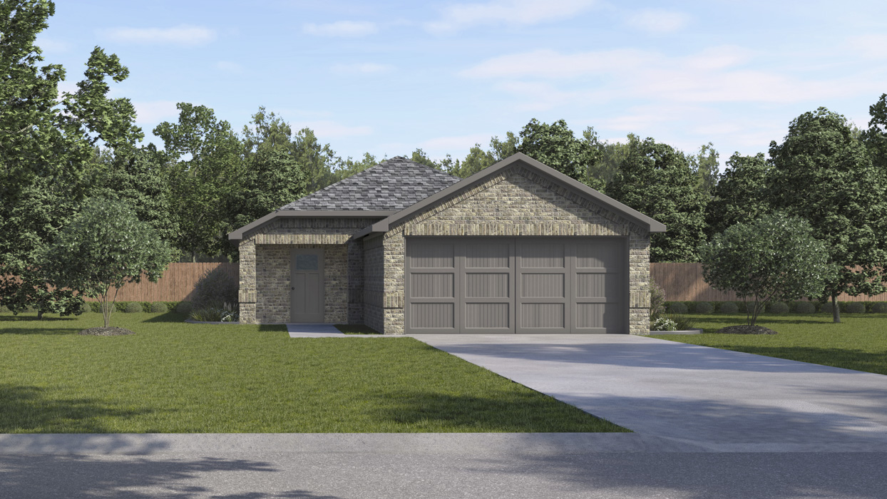 Estero Floorplan Elevation E Exterior Rendering - Creekside Ranch in Blue Ridge, TX