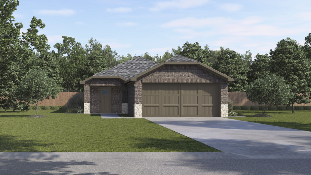 Estero Floorplan Elevation F Rendering-Creekside Ranch in Blue Ridge, Tx
