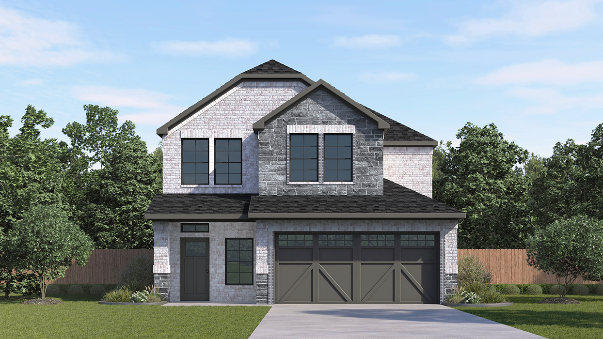 Haven Floorplan Elevation E Exterior Rendering - Windchime in Celina, TX