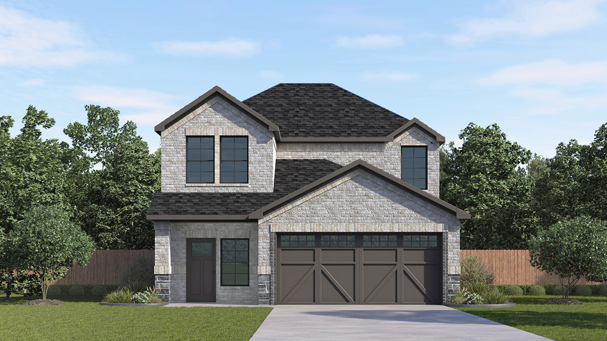 Jackson Floorplan Elevation E Exterior Rendering - Windchime in Celina, TX