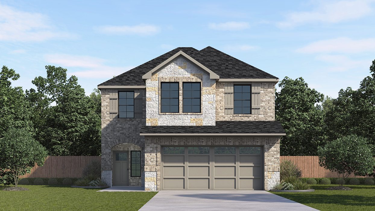 Sage Floorplan Elevation F Exterior Rendering - Windchime in Celina, TX