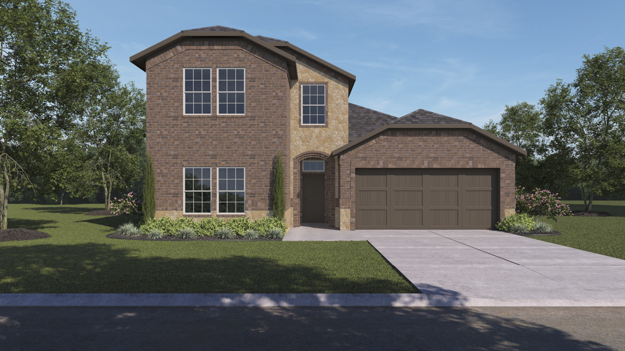 Copaiba Floorplan Elevation F Exterior Rendering - Windchime in Celina, TX
