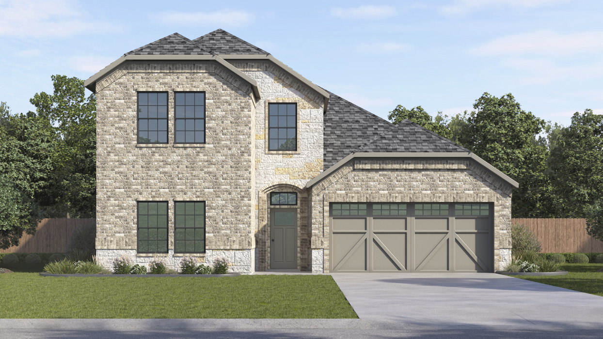 Copaiba Floorplan Elevation F Exterior Rendering - Windchime in Celina, TX