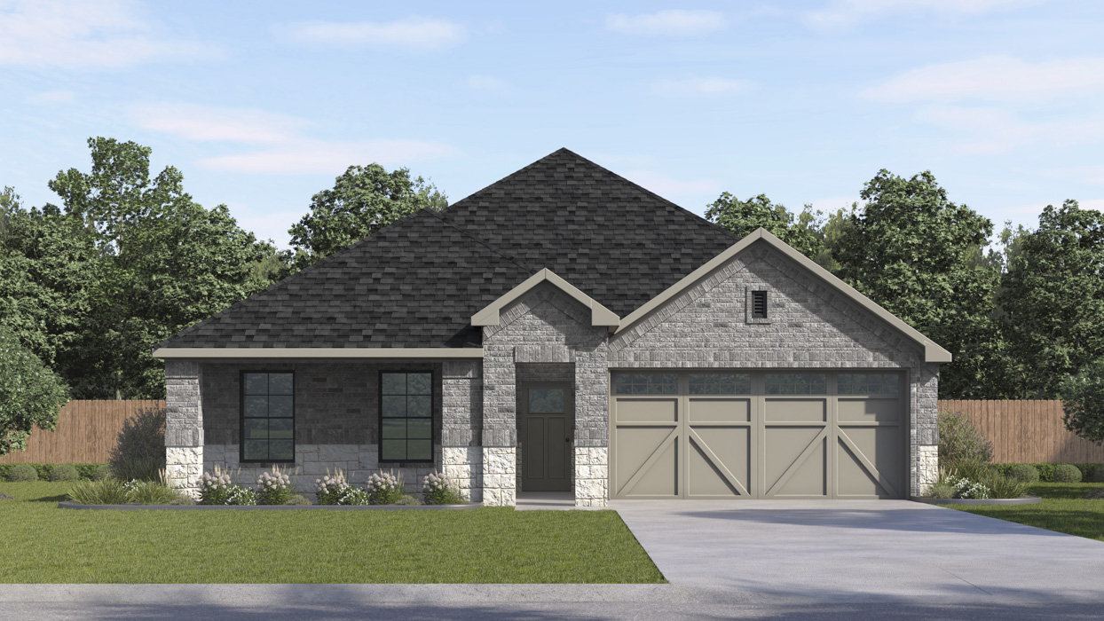 Brookshire Floorplan Elevation F Exterior Rendering - Windchime in Celina, TX