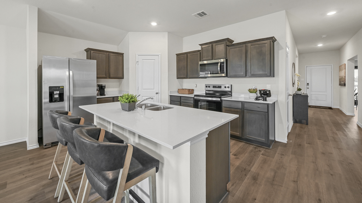 Texas Cali Floorplan Elevation A Kitchen Gallery Image - Forestbrooke Estates in Paris, TX