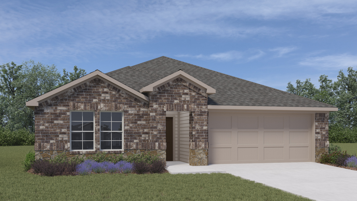 Texas Cali Floorplan Elevation B Exterior Rendering - Forestbrook Estates in Paris, TX