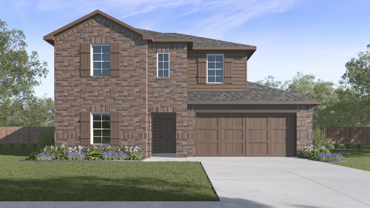 X40N Naples floorplan Elevation A Rendering-Sanger Circle in Sanger, TX