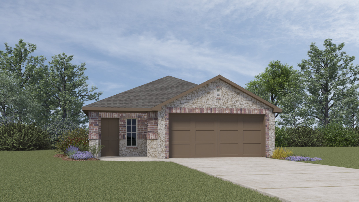 X30C Caroline Floorplan Rendering -Yarbrouggh Farms in Pilot Point, TX