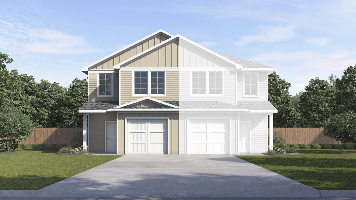 Alexandria Floorplan Elevation A Left Exterior Rendering - Stonewood Duplexes in Sulphur Springs, TX