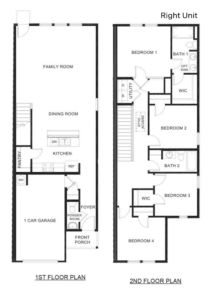 1746 Stony Creek floorplan right unit rendering