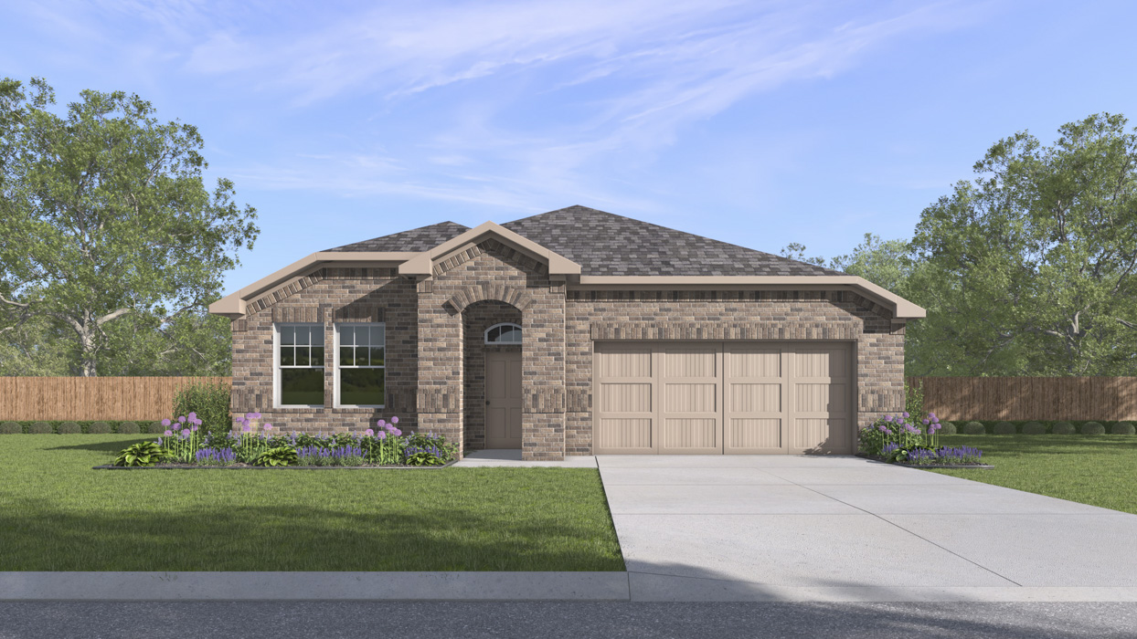 H153 Rivington Floorplan Elevation A Rendering-Bel Air Village in Sherman, TX