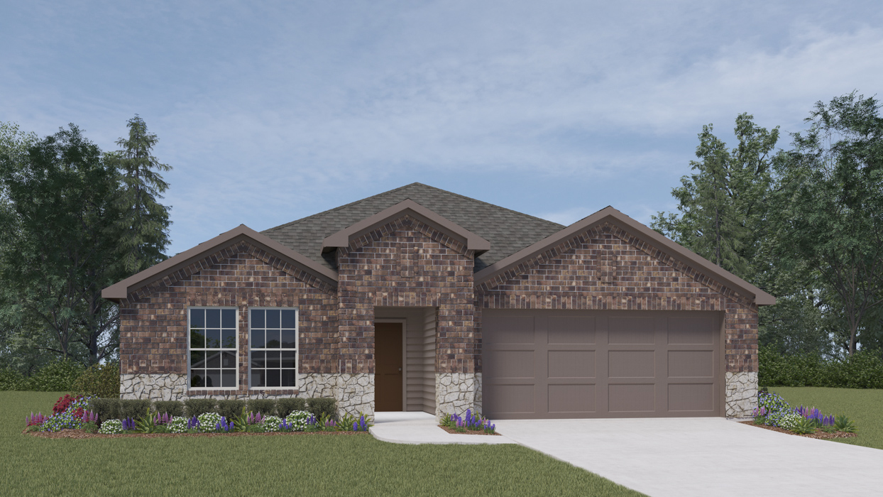Elgin Floorplan Elevation B Rendering-Bel Air Village in Sherman, Tx