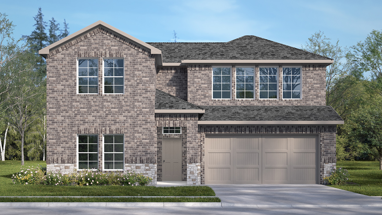 Ozark Floorplan Elevation E rendering-Bel Air Village in Sherman, Tx