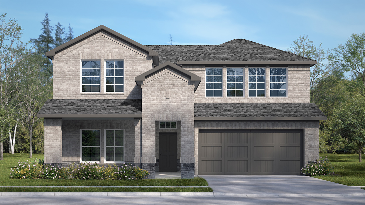 Ozark Floorplan Elevation F rendering-Bel Air Village in Sherman, Tx