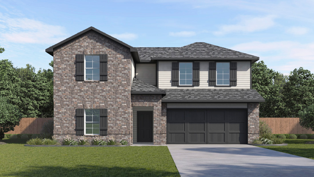 Ozark Floorplan Elevation A rendering-Bel Air Village in Sherman, Tx