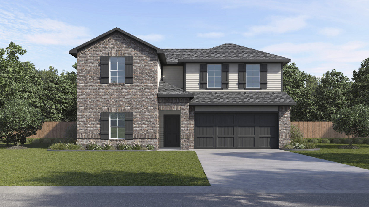 Ozark Floorplan Elevation A rendering-Bel Air Village in Sherman, Tx