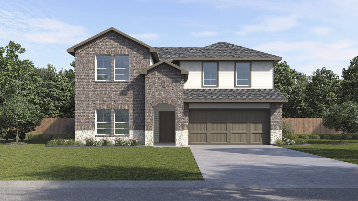 Ozark Floorplan Elevation B rendering-Bel Air Village in Sherman, Tx