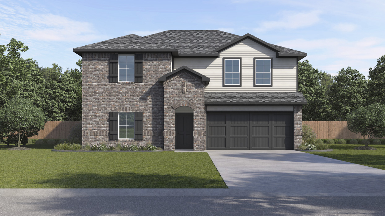 Perry Floorplan Elevation A Rendering-Bel Air Village in Sherman, Tx
