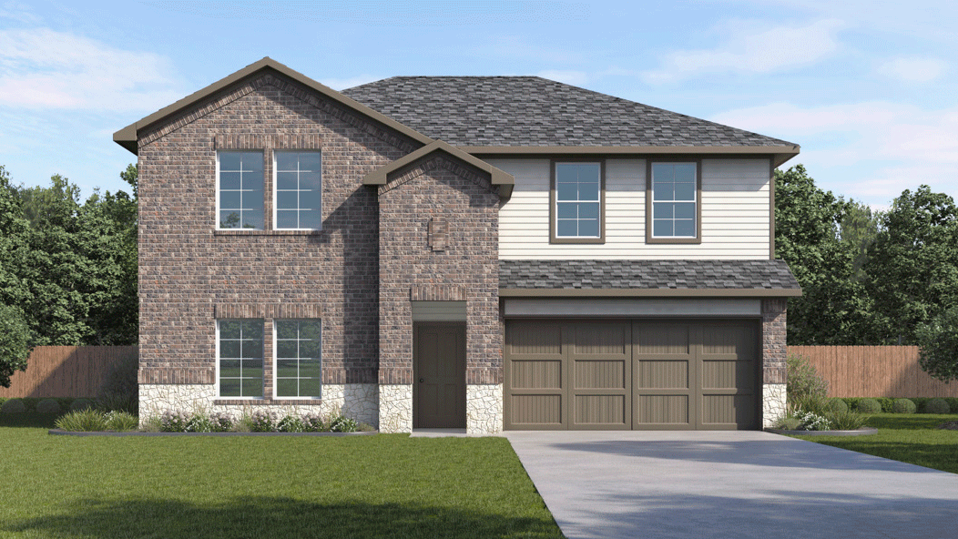 Perry Floorplan Elevation B Rendering-Bel Air Village in Sherman, Tx