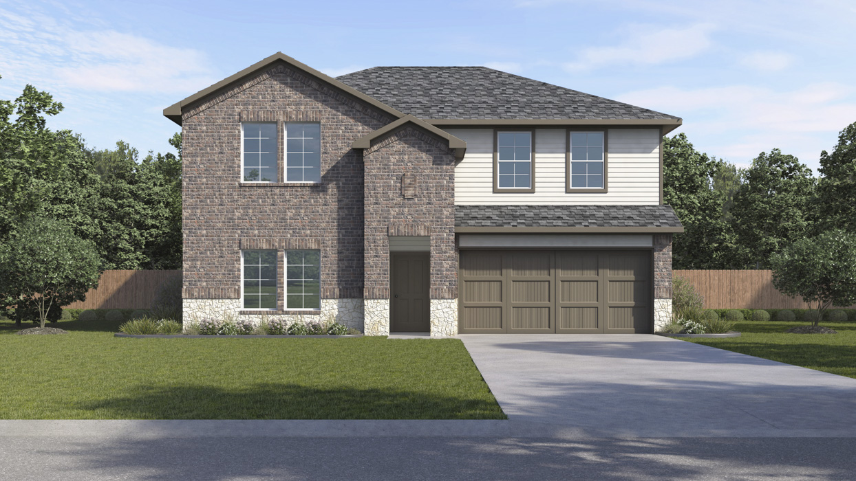 Perry Floorplan Elevation B Rendering-Bel Air Village in Sherman, Tx
