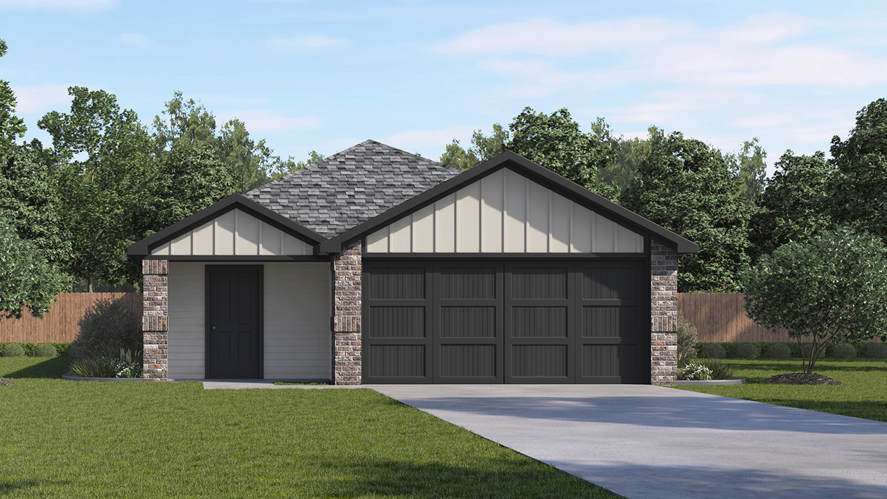 Caprock Floorplan Elevation B Rendering-Asher Oaks in Bonham, Tx
