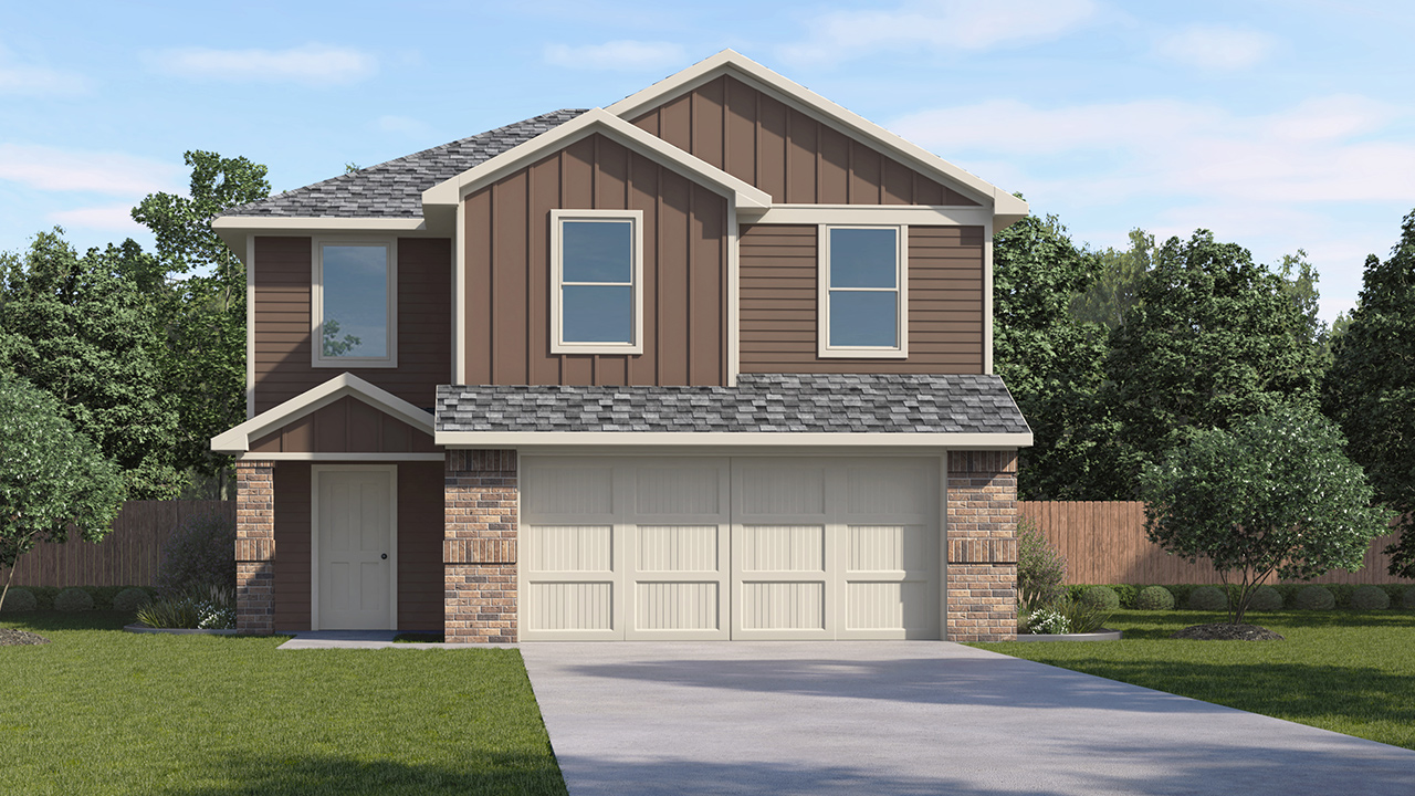 Davis Floorplan Elevation B Rendering-Asher Oaks in Bonham, TX