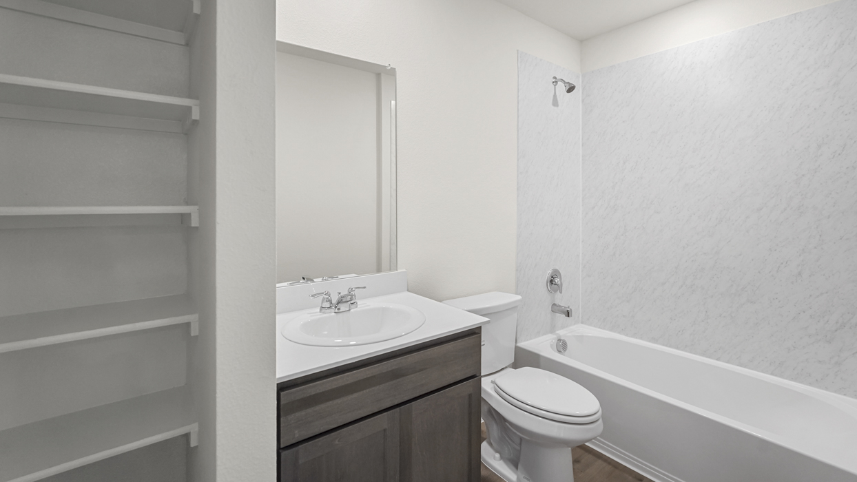 X30F Florence Floorplan Elevation B Bathroom Gallery Image - Hanolley Hills in Sherman, TX