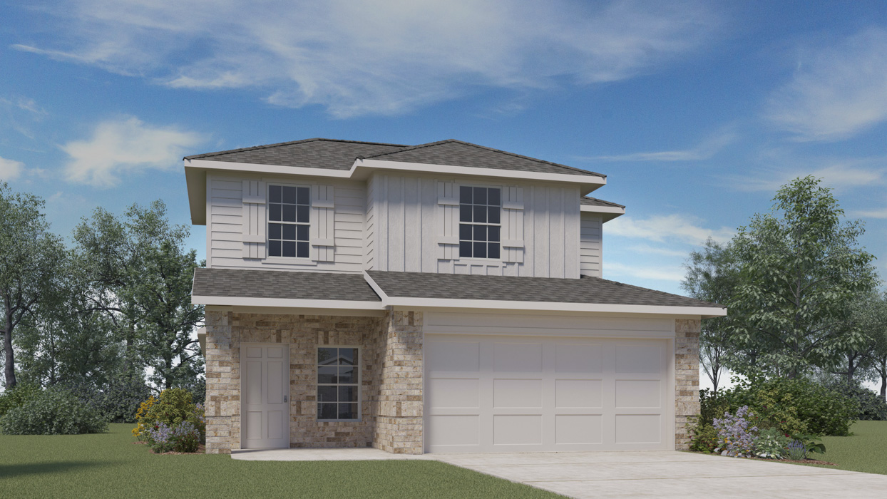 X30F Florence Floorplan Elevation A Rendering-Hanolley Hills in Sherman, Tx