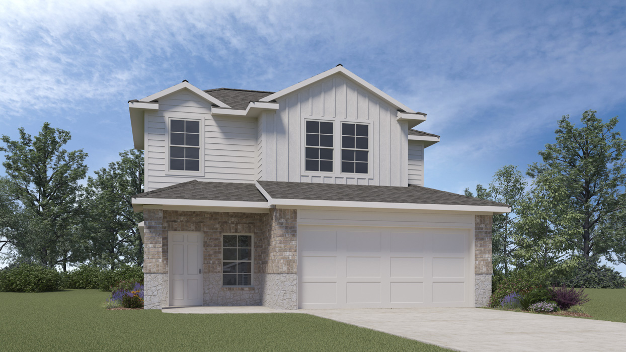X30F Florence Floorplan Elevation B Rendering-Hanolley Hills in Sherman, Tx