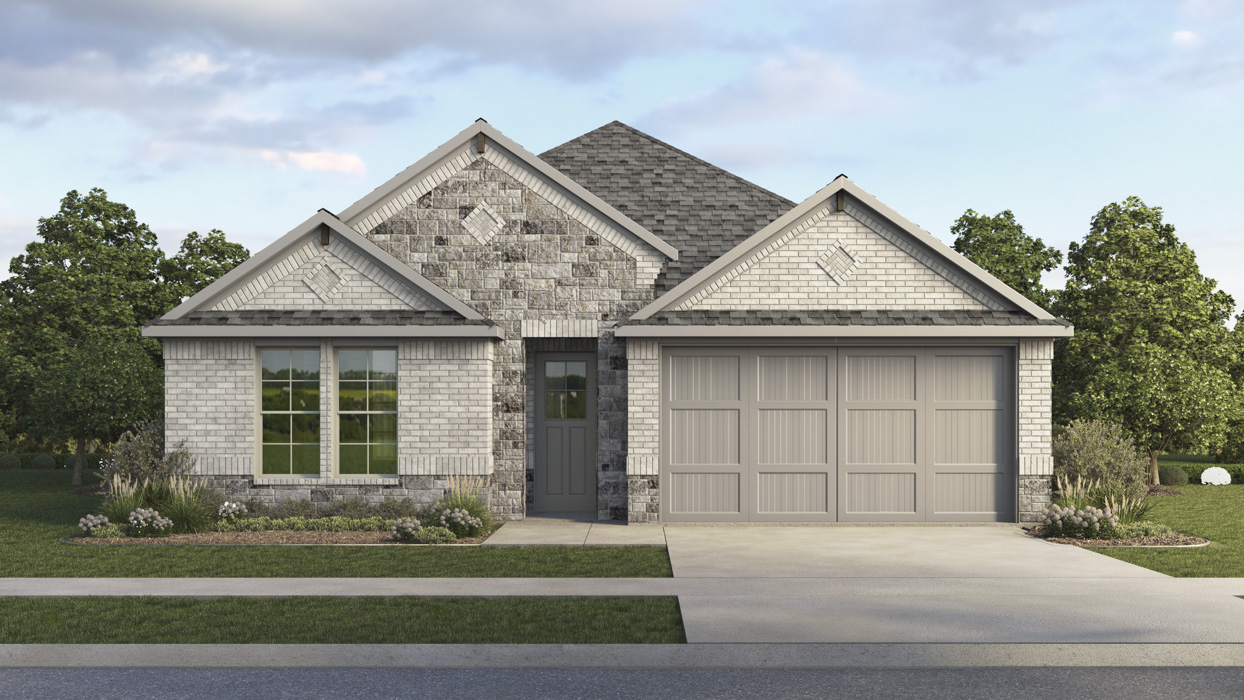 Hamilton Floorplan Elevation W Exterior Rendering - Morning Ridge in Princeton, TX