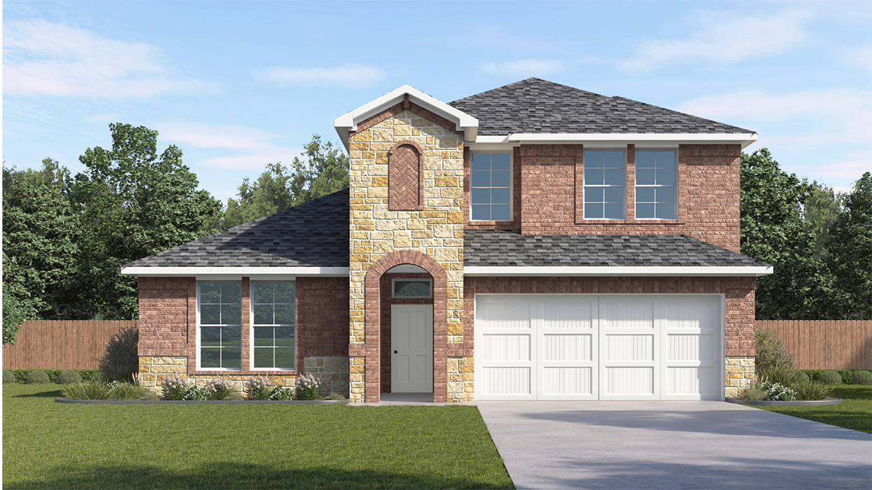 Rosebud Floorplan Elevation F Rendering-Morning Ridge in Princeton, Tx