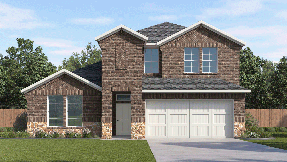 2623 Rosebud Floorplan Elevation W Rendering - Morning Ridge in Princeton, Tx